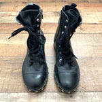 Schutz Black Andrea Leather Chunky Combat Boot With Lug Sole & Metal Studs- Size 9