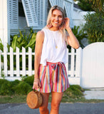 Moon River Striped Belted Shorts- Size S