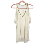 Robin Piccone Cream/Gold Trim Cold Shoulder Cover Up- Size S (see notes)