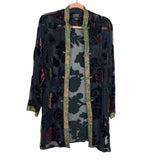 Citron Collection Black Velvet Sheer Silk Kimono- Size XS