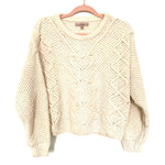 Love Tree Cream Cable Knit Open Knit Cropped Sweater- Size S