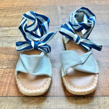 Scoop Blue Ribbon Ankle Tie Espadrilles Sandals- Size 6.5
