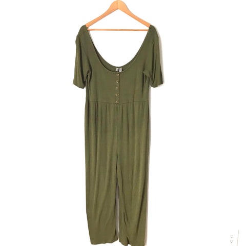 ASOS Olive Green Ribbed Jumpsuit- Size 12