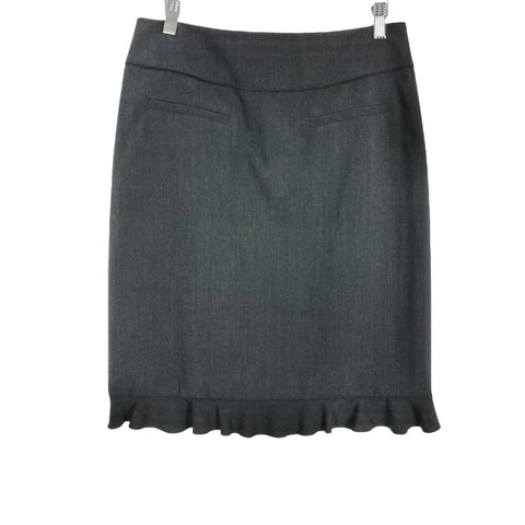 Rebecca Taylor Charcoal Gray Ruffle Hem Pencil Skirt- Size 10