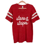 ILY Couture Red Stars & Stripes Tee- Size XL