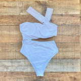 No Brand White One Strap Padded Side Cutout One Piece- Size M