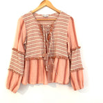American Eagle Red Striped Fringe Detail Blouse- Size XS