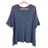 Hudson Gray Blue Open Knit Front Pocket Side Slit Top- Size S