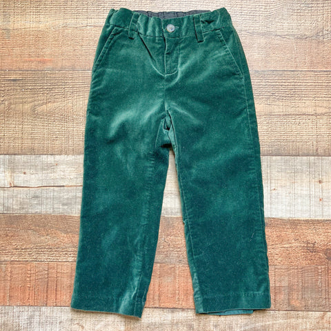 Janie and Jack Green Velvet Adjustable Waist Pants- Size 3