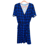 Draper James Black/Blue Check Faux Wrap Dress- Size XL