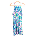 Lilly Pulitzer Green/Blue/Pink Printed Back Tie Tassel Swing Dress- Size L