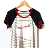 Live Love Gameday Baseball Short Sleeve Striped Top- Size S