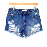 Nature High Waisted Denim Distressed Cutoff Shorts- Size L
