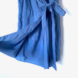 Essue Blue Satin Faux Wrap Romper- Size S