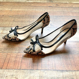 Nina Black/Gold/Silver Sequins with Mesh Bow and Sides Heels- Size 7 (Like New Condition)