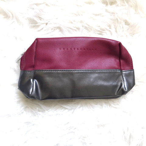 Chantecaille Two Toned Wine and Silver Cosmetic Zipper Pouch