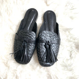 Bernado Black Crocodile Embossed Mules- Size 6