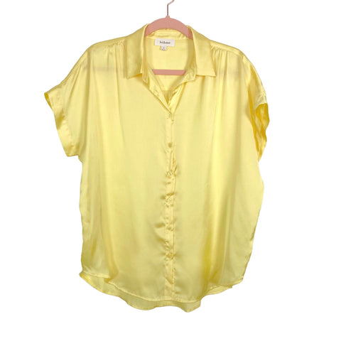 Bohme Yellow Satin Button Up High/Low Blouse- Size S