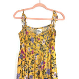 Paper Heart Yellow Floral Smocked Bodice Shoulder Tie Dress- Size 14