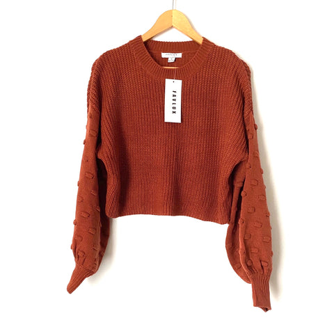 Favlux Rust Cropped Balloon Sleeve Sweater NWT- Size S