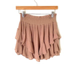 Vestique Smocked Waist Ruffled “Bali Bound” Skort (shorts underneath) NWT- Size S