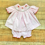 Delaney Smocked Santa Claus Dress with Matching Bloomers- Size 6M