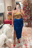 Eloquii Cobalt Blue Twist Velvet Maxi Skirt- Size 14