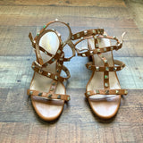 Comfity Camel Studded Ankle Strap Block Heel Sandals- Size 8