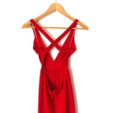 Lulus Red Deep V Halter Strappy Back Bodycon Mini Dress- Size XS