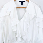 Forever 21 White Ruffle Detail Blouse- Size S