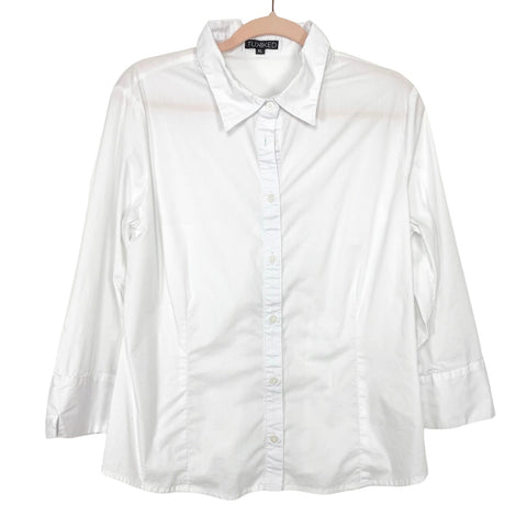 Tukked White Button Up Collar Top- Size XL