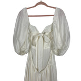 Mable White Linen Scallop Trim Exposed Back Dress- Size L
