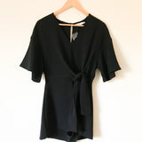 Lush Black Tie Waist Romper- Size S