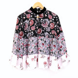 LOFT Floral Ruffle Sleeve Blouse- Size XS