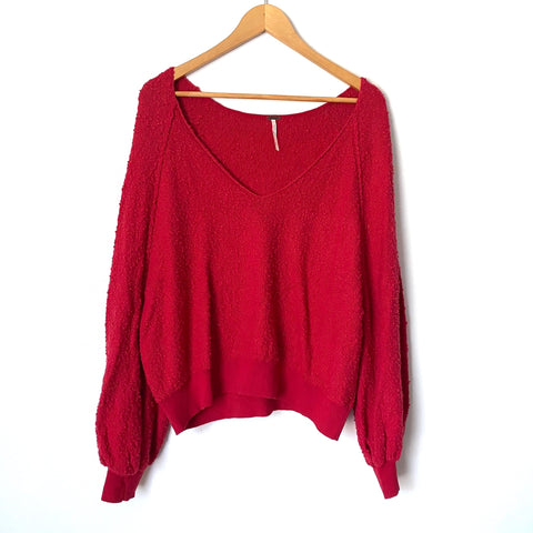 Free People Red V Neck Sweater- Size M