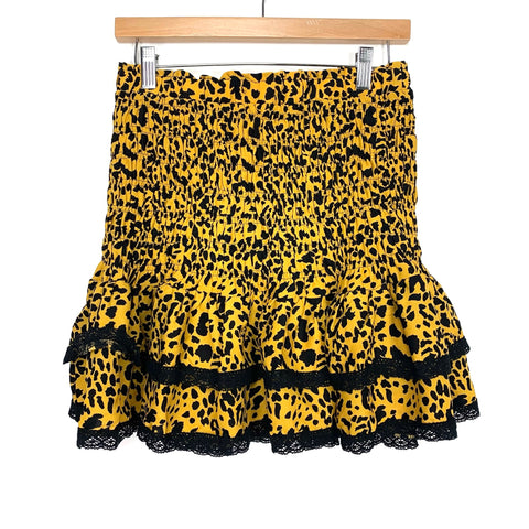 Free The Roses Animal Print Smocked Skirt NWT- Size M