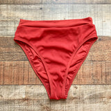 L Space Brick Red Ribbed Bikini Bottoms- Size S