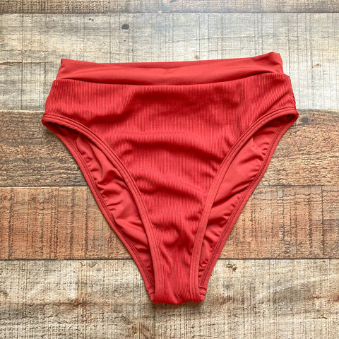 L Space Brick Red Ribbed Bikini Bottoms- Size S