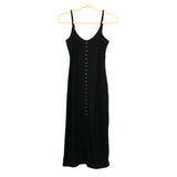 Vici Black Ribbed Button Front Slit Adjustable Strap Dress- Size S