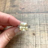 No Brand Single Yellow Stone with Rhinestone Ring- Size 6