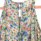 Aakaa Pink/Blue/Green/White Floral Tie Waist Dress- Size S