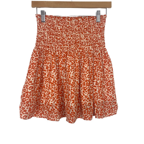 LOFT Orange Animal Print Smocked Waist Skirt NWT- Size XS (sold out online)