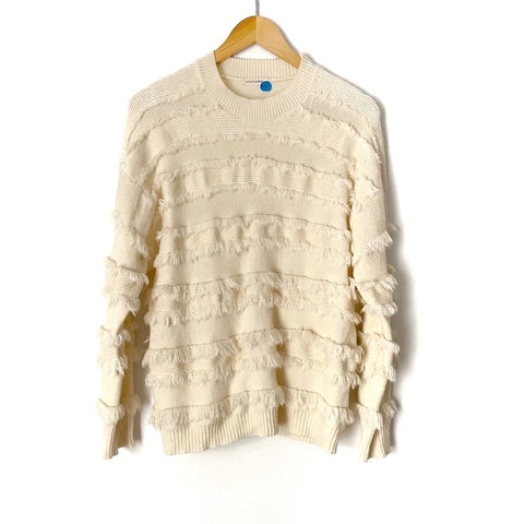 And The Why Cream Fringe Sweater- Size S/M