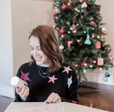 Rails Black Wool and Cashmere Star Print Sweater- Size S