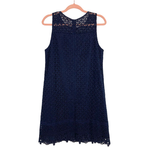 Ann Taylor Loft Navy with Lace Overlay Shift Dress- Size 10  The Saved  Collection