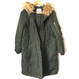 BB Dakota Green Faux Fur Hooded Jacket- Size XS