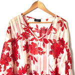 Vici Red and White Floral Print Poncho Style Top- Size S