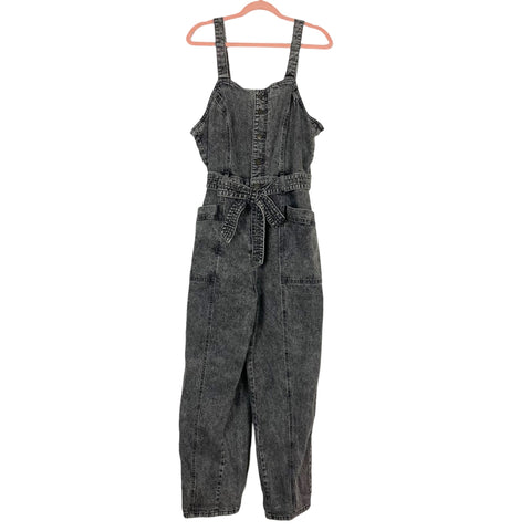 Universal Thread Black Acid Wash Denim Belted Overalls- Size 16