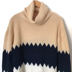 Pink Lily Tan/Black/White Turtleneck Knit Sweater- Size S