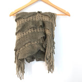 No Brand Brown Open Knit Infinity Scarf with Fringe